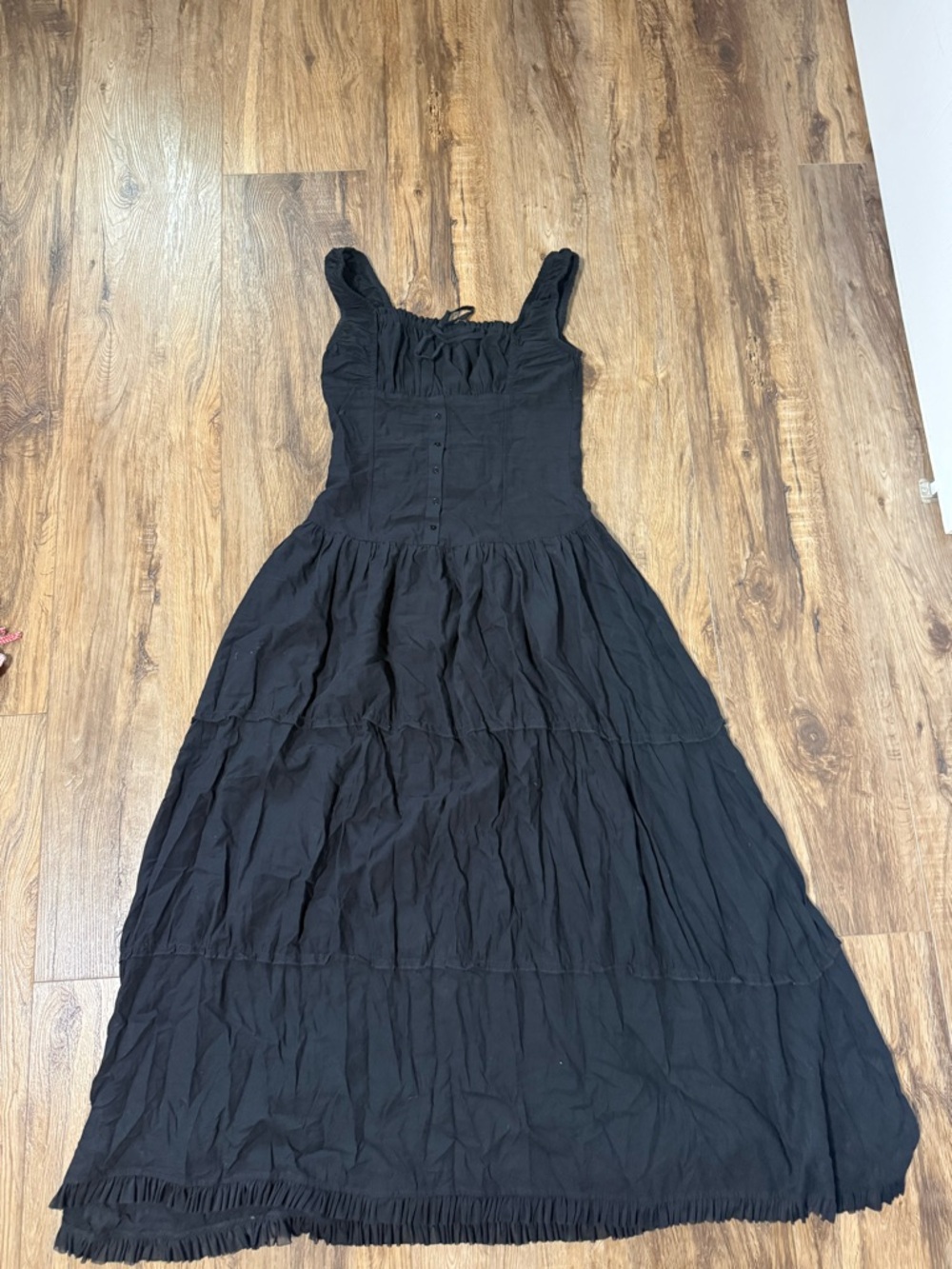 Frankie's Bikinis Black Sleeveless Tiered Maxi Dress